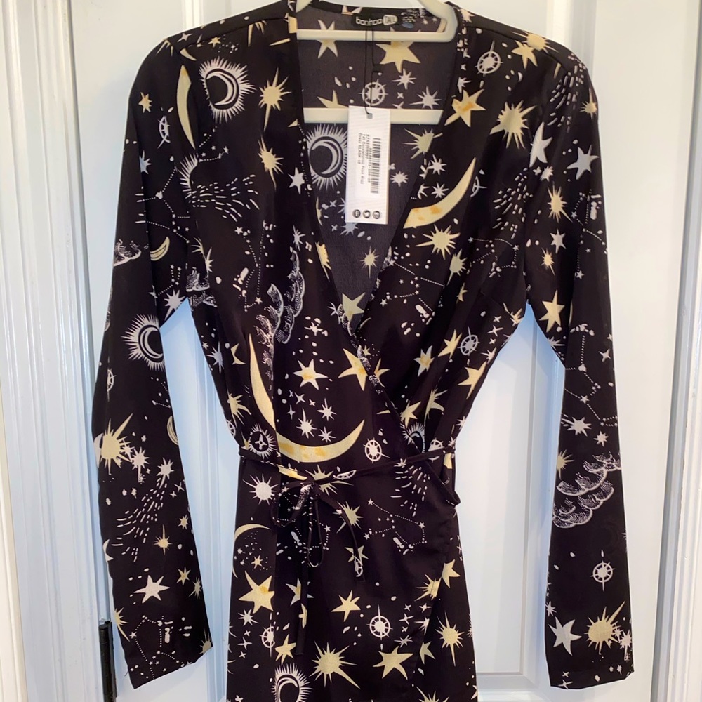 Constellation Starry Night BooHoo Wrap Dress